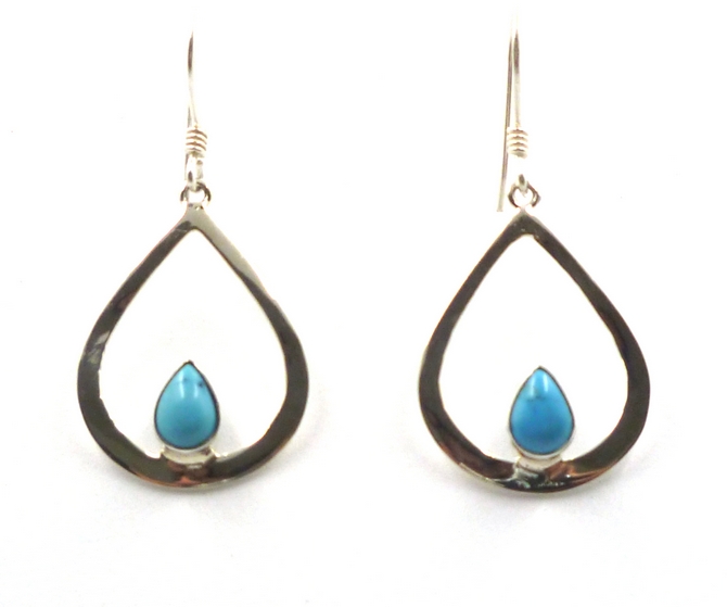 Tear Shaped Sterling Silver Earrings with Mixed Stone