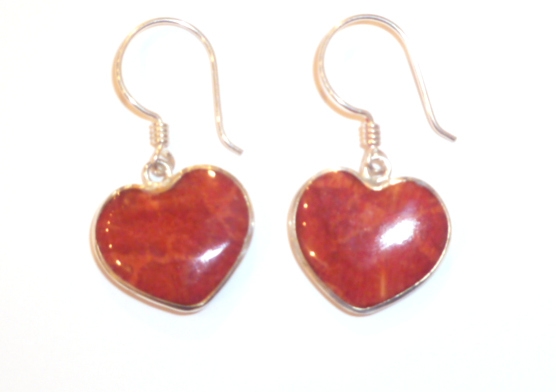 Red Coral Heart Earrings