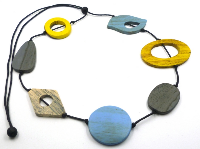 Blue/Yellow/Grey Cutout Necklace