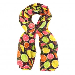 Sliced Fruit Blue Scarf