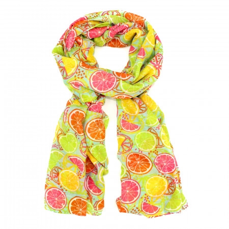 Sliced Fruit Turquoise Scarf