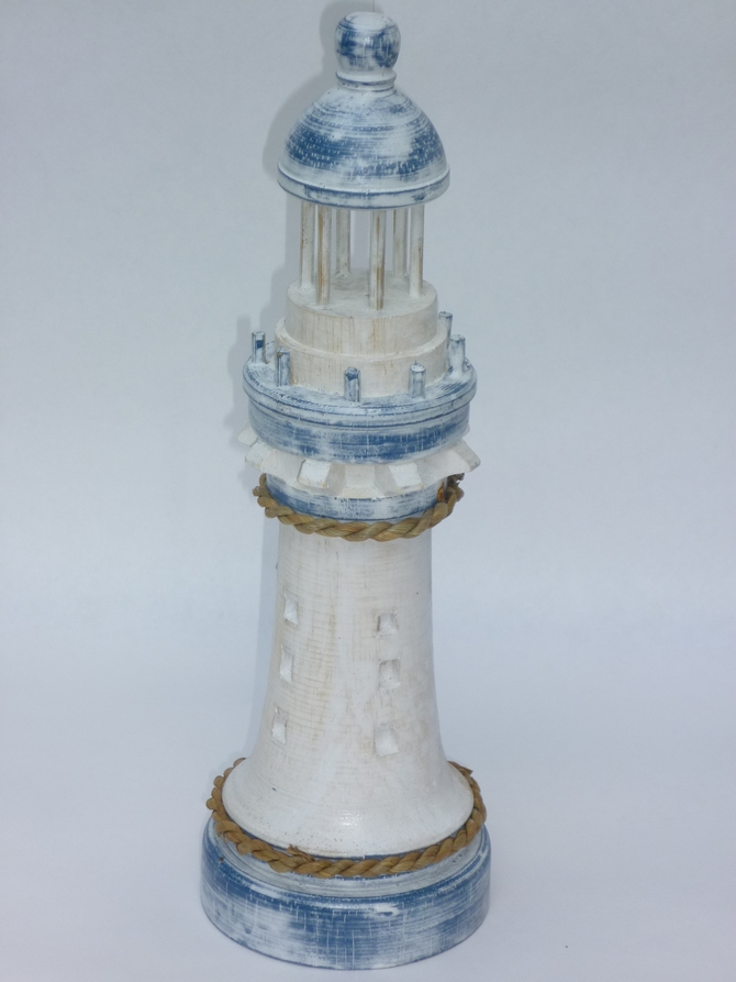 Blue And White Wooden Lighthouse (S)