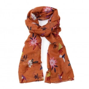 Passion Flower Dark Orange Scarf