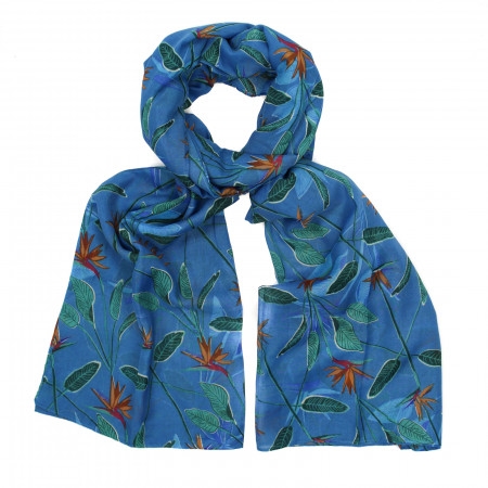 Paradise Flower Blue Scarf