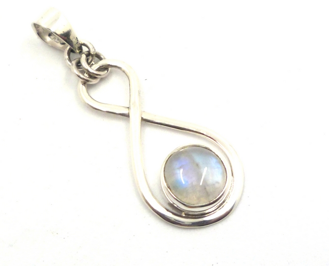 Figure of 8 Sterling Silver Pendant with Moonstone, Amethyst, Turquoise or Blue Topaz Gemstones