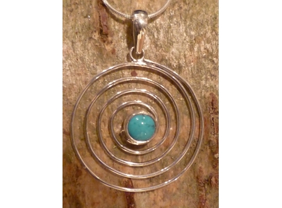 Turquoise & Silver Spiral Pendant