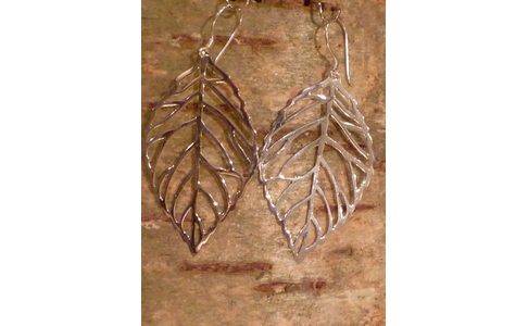 Silver Leaf Earrings (L)