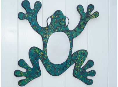 Green Frog Mosaic Mirror