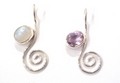 Sterling Silver Curl Pendant with Moonstone or Amethyst