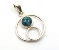 Circles Sterling Silver Pendant with Lapiz Lazuli, Turquoise, Moonstone or Amethyst