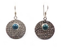 Hammered Sterling Silver Earrings with Amethyst, Turquoise or Blue Topaz
