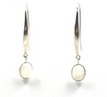 Sterling Silver Oval Drop Earrings with Turquoise or Moonstone