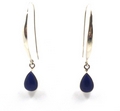 Sterling Silver Long Teardrop Earrings with Amethyst or Lapiz Lazuli