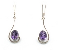 Asymetrical Sterling Silver Earrings in Lapiz Lazuli, Turquoise or Amethyst