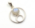 Circles Sterling Silver Pendant with Lapiz Lazuli, Turquoise, Moonstone or Amethyst