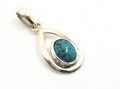 Teardrop Silver Pendant with Peridot, Amethyst, Turquoise or Lapiz Lazuli