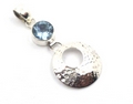 Hammered Sterling Silver Disc Pendant with Turquoise, Amethyst or Blue Topaz