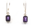 Sterling Silver Rectangle Gemstone Earrings (S)