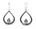 Tear Shaped Sterling Silver Earrings with Mixed Stone